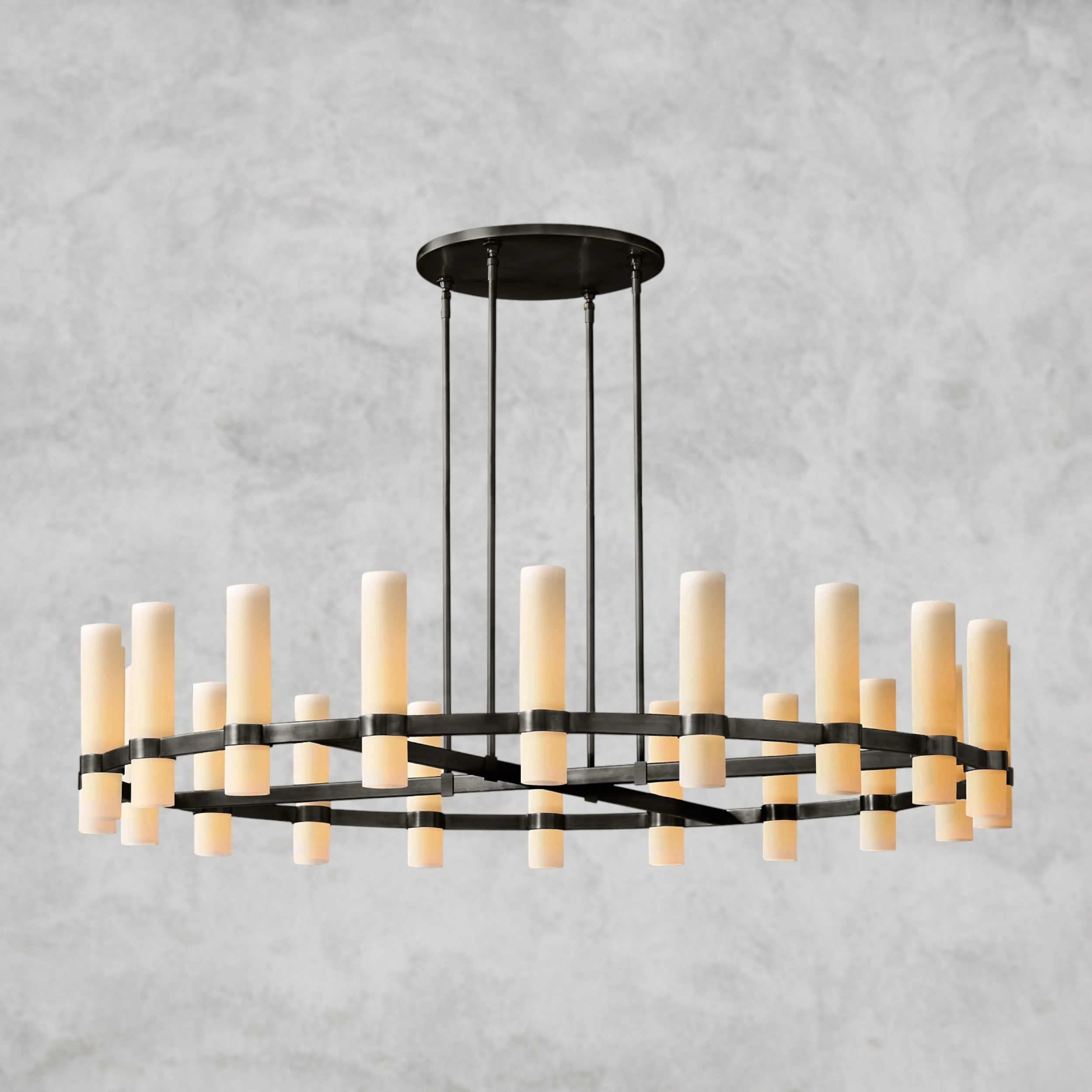 Ravelle Round Milk Glass Chandelier 36", 48", 60"